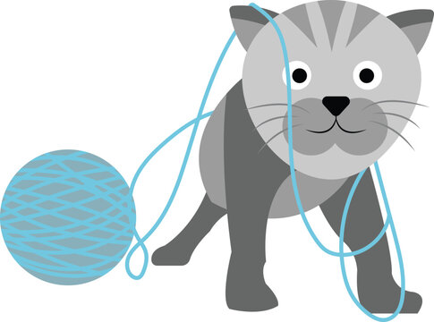 cat with a yarn vector image or clipart