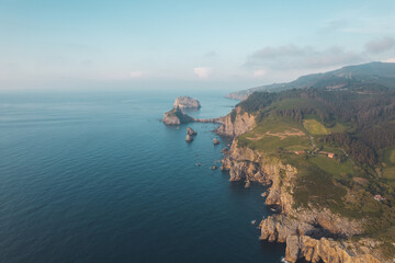 Aerial view of San Juan de Gaztelugatxe in spain