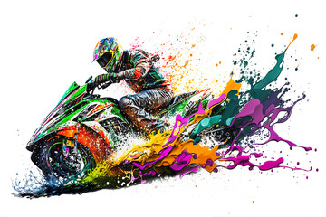 Naklejka na ściany i meble motorcycle colorful splash isolated