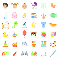 Set of colorful icons of children's theme for the store