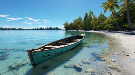Naklejka na ściany i meble boat on the beach HD 8K wallpaper Stock Photographic Image