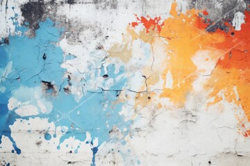 Vibrant grunge dusty texture background with bold splashes of paint, evoking a sense of urban art and street culture