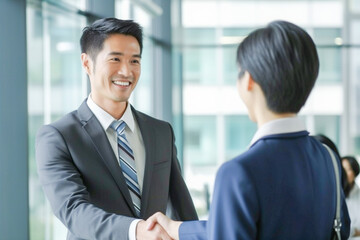 Fototapeta na wymiar 顧客と握手するビジネスマン（AI生成）
