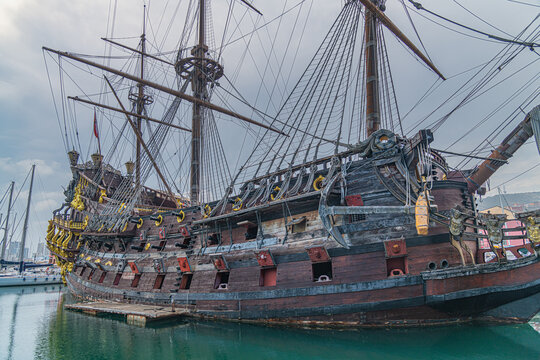 The Neptune docked at the Porto Antico of Genoa is a ship replica of the 17th-century Spanish galleon built in 1985 for Roman Polanski's film Pirates. Currently, it is a tourist attraction. Italy