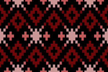 Red traditional ethnic pattern paisley flower Ikat background abstract Aztec African Indonesian Indian seamless pattern for fabric print cloth dress carpet curtains and sarong