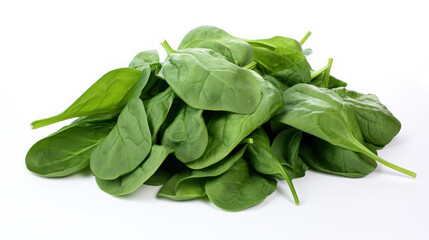Fresh and Vibrant: Spinach Leaves Isolated on White Background. Generative AI