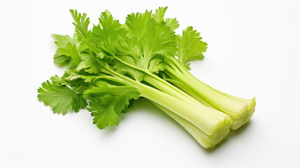 Crisp Elegance: Celery Isolated on White. Generative AI