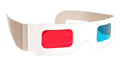 3D vision glasses, isolated on blank background.