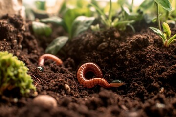 Worms soil. Generate Ai - obrazy, fototapety, plakaty