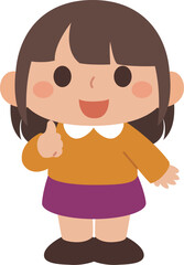 ひらめいた女の子のデフォルメイラスト