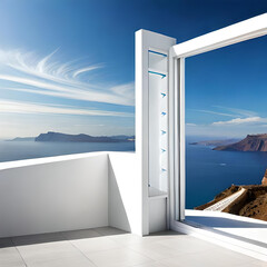 Fototapeta na wymiar Minimalist Arch Gate Embracing Santorini's Island Style