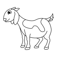 Fototapeta na wymiar Funny goat cartoon vector coloring page