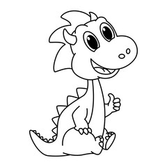Funny dragon cartoon vector coloring page