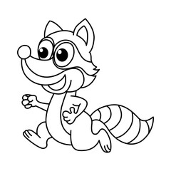 Funny raccoon cartoon vector coloring page