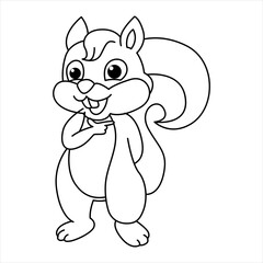 Funny squirrel cartoon vector coloring page