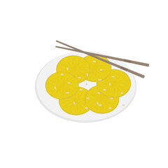 Illustration Logo Korean Yellow Radish Pickled Danmuji Takuan On A Plate