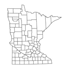 Minnesota state map with counties. Vector illustration.