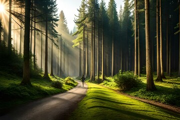 road in the forest  generated ai