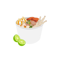 Indonesian Food Seblak Illustration Logo on a Paper Bowl