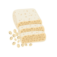 Indonesian Food Illustration Logo Tempe Or Soybean Tempeh
