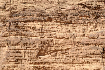 Arabian desert. Wadi Rum. Rock formation. Close-up. Pattern. Background.