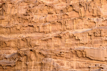 Arabian desert. Wadi Rum. Rock formation. Close-up. Pattern. Background.