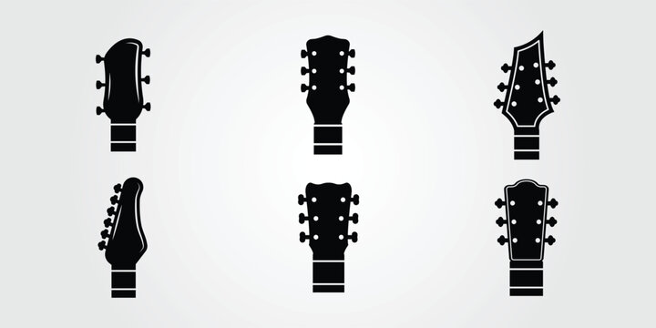 Naklejka set of headstock guitar logo, or bundle of tuner bass symbol vector design