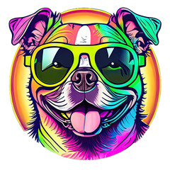 Fototapeta premium Happy Dog Wearing Sun glasess 