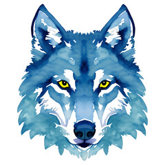 wolf head with style hand drawn watercolor digital painting illustration
