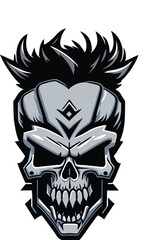 Angry human skull vector. Design elements for logo, tattoo, t-shirt, sticker and many more.
