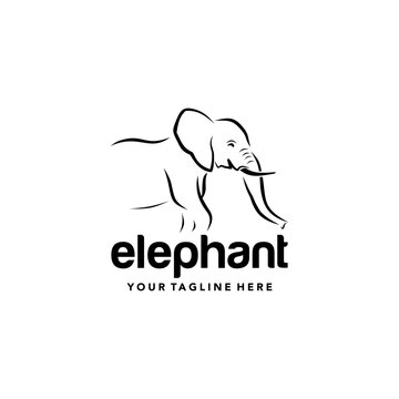 Drawing elephant logo style design . Black simple silhouette. Symbol Template Logo. Vector illustration flat design. Suitable for your design need, logo, illustration, animation, etc.