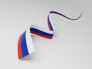 Obraz premium 3d Flag Of Russia Country 3d Wavy Shiny Russia Ribbon On White Background, 3d illustration