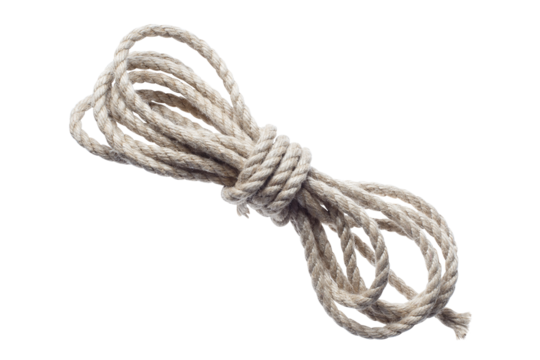 Roll of thin natural rope, cut out