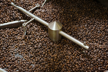 Coffee beans roasted from the machine, coffee business.