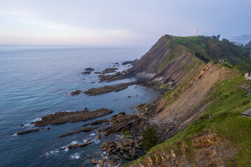 Aerial view of Monte Corberu in Ribadesella on north Spain