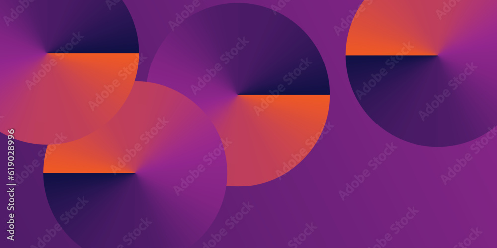 Wall mural dark colorful futuristic conical gradient background - retro style colors, circular overlapping roun