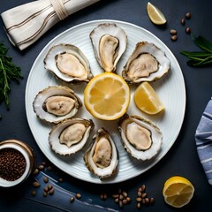 Oysters on a neutral background created and generated by artificial intelligence