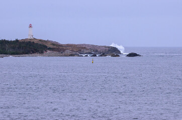 Louisbourg lighthouse is an active Canadian lighthouse in Louisbourg, Nova Scotia. Taken in Canada, Louisbourg, 10.2022.