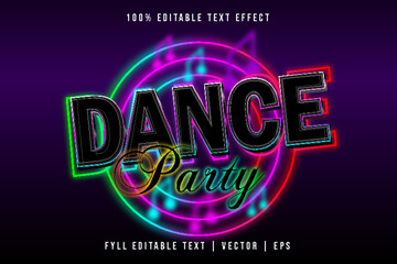 Editable Text Effect Dance Party 3D Neon Style