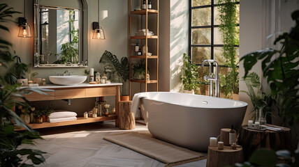 Bathroom Interior Photo, Real Estate, Design, Generative AI