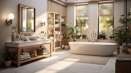Fototapeta na wymiar Bathroom Interior Photo, Real Estate, Design, Generative AI