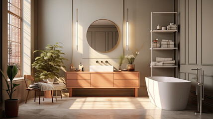 Bathroom Interior Photo, Real Estate, Design, Generative AI