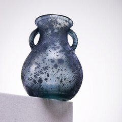 blue antique vase isolated on white background