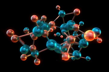close up of Molecular structure model on black background. Science Molecule, Molecular DNA Model Structure, business teamwork concept