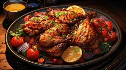 Fototapeta premium Grilled chicken is delicious. (Illustration, Generative AI)