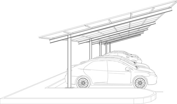 3D illustration of solar carport