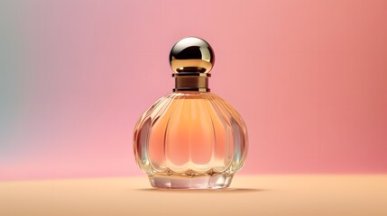 Women perfume bottle on beautiful gradient pastel background. generative ai