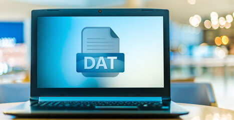 Laptop computer displaying the icon of DAT file