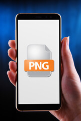 A smartphone displaying the icon of PNG file