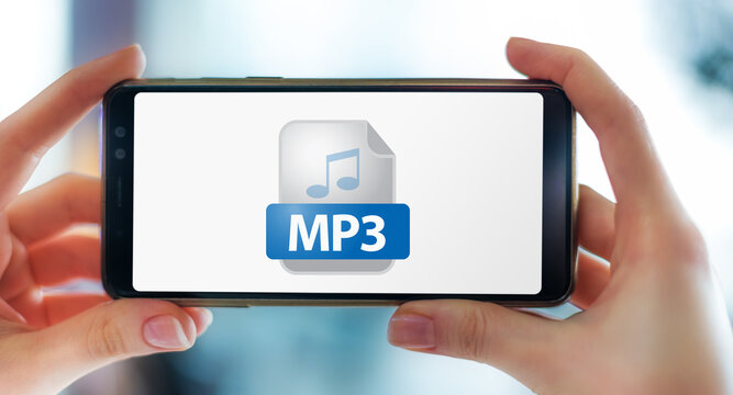 A smartphone displaying the icon of MP3 file